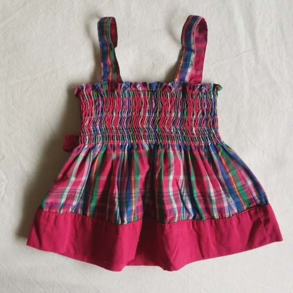 giggle stitches smocked summer plaid baby doll style tank top 12 months - Picture 4 of 4